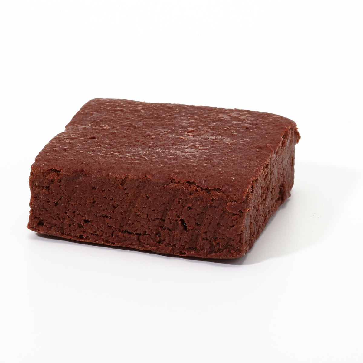 A ThinSlim Foods chocolate brownie on a white background.