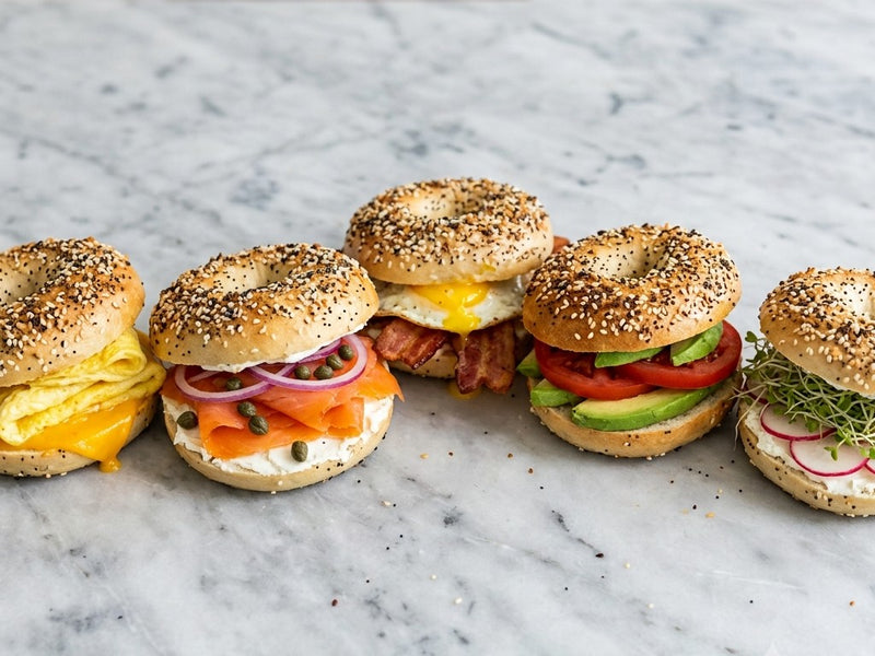 Five Everything Bagel Breakfast Sandwiches, One Sunday