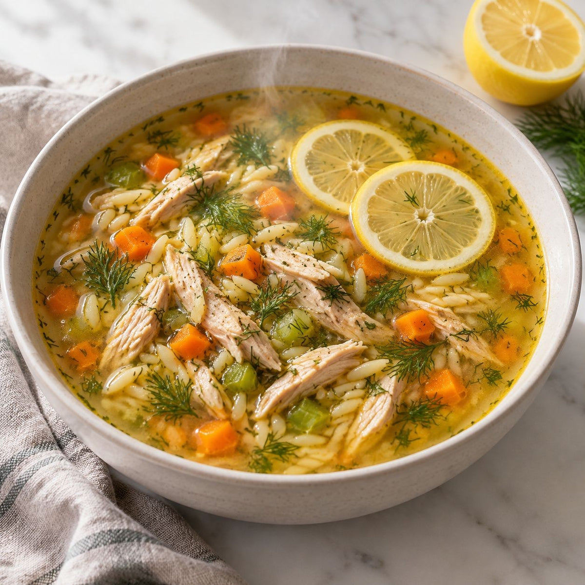 Lemon Chicken Orzo Soup