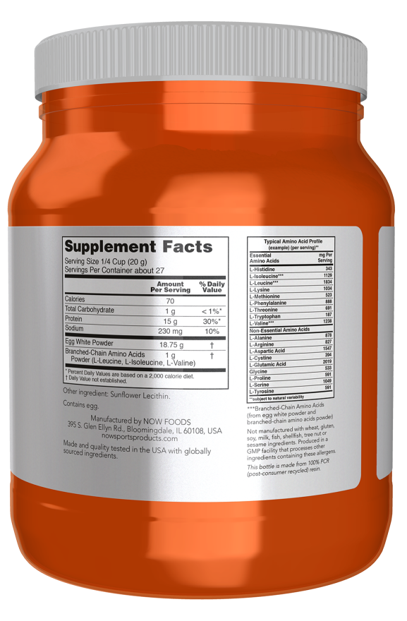 NOW Egg White Protein Powder - Pure Unflavored, 5 lb.
