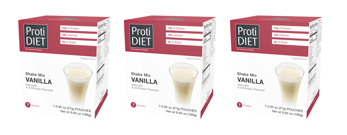 Proti Diet Protein Shake Mix, Vanilla, 7 Pouches - 3-Pack