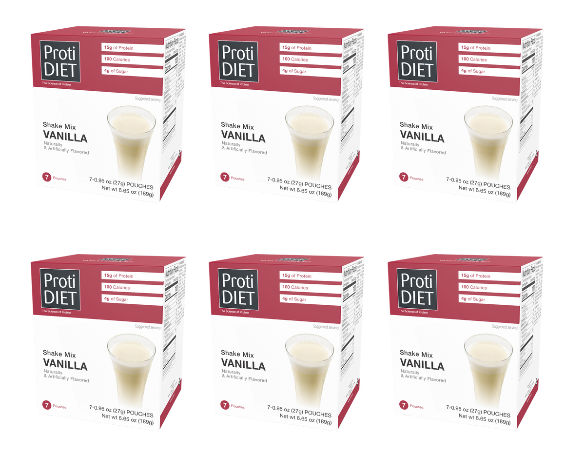 Proti Diet Protein Shake Mix, Vanilla, 7 Pouches - 6-Pack