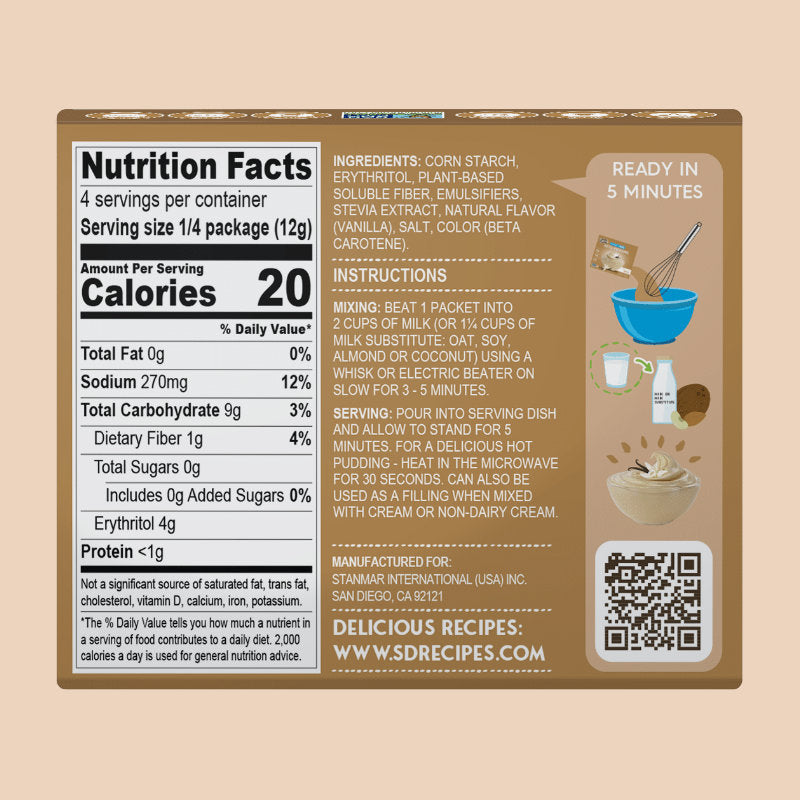 Simply Desserts Sugar Free Instant Pudding - Vanilla