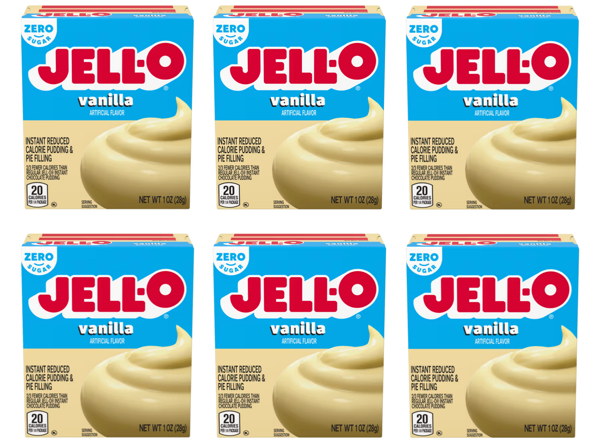 Front package of Jell-O Sugar-Free Instant Pudding, Vanilla (1 oz) / 6-Pack