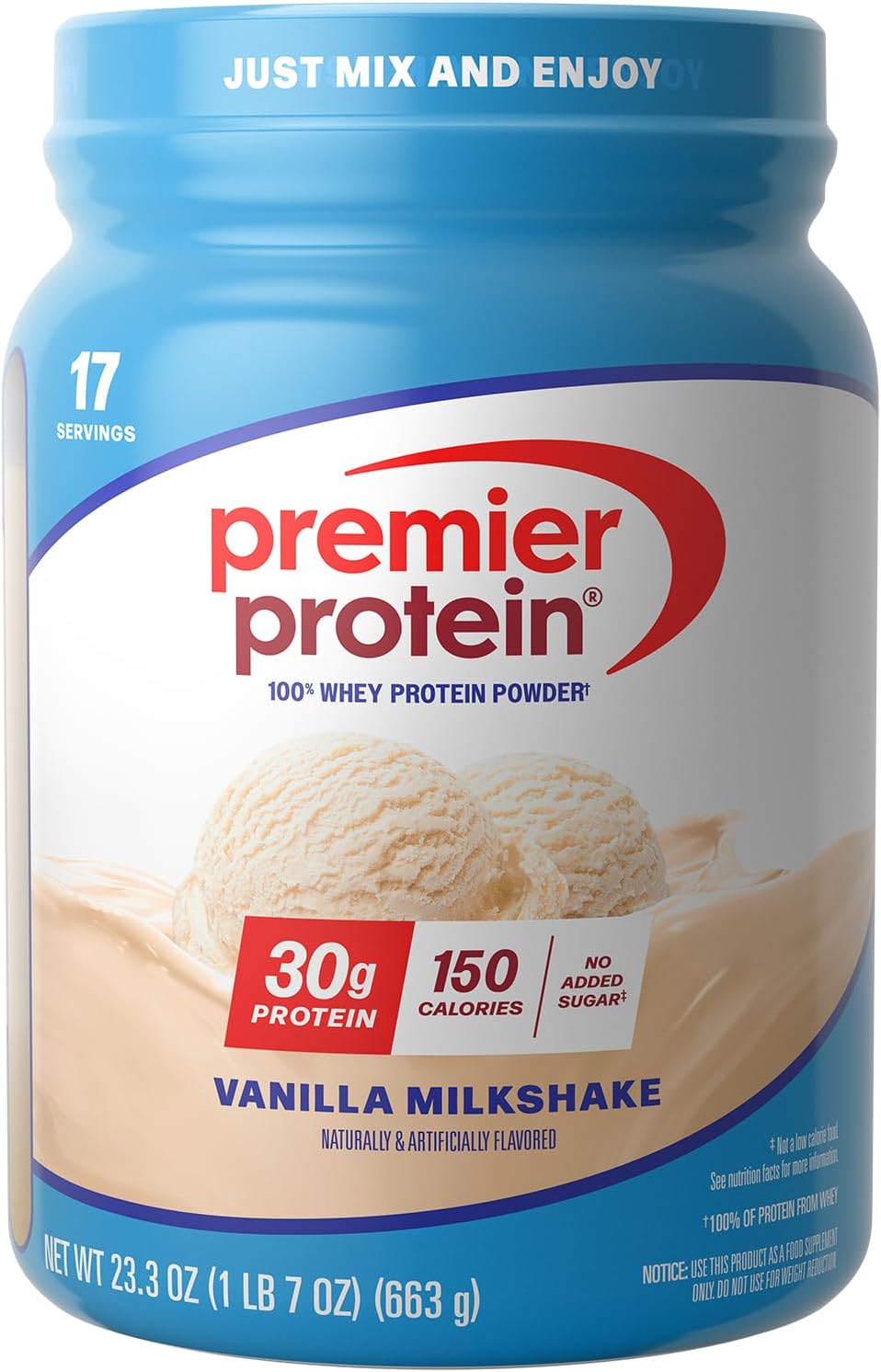 Premier Protein 100% Whey Protein Powder - Vanilla Milkshake, 23.3 oz