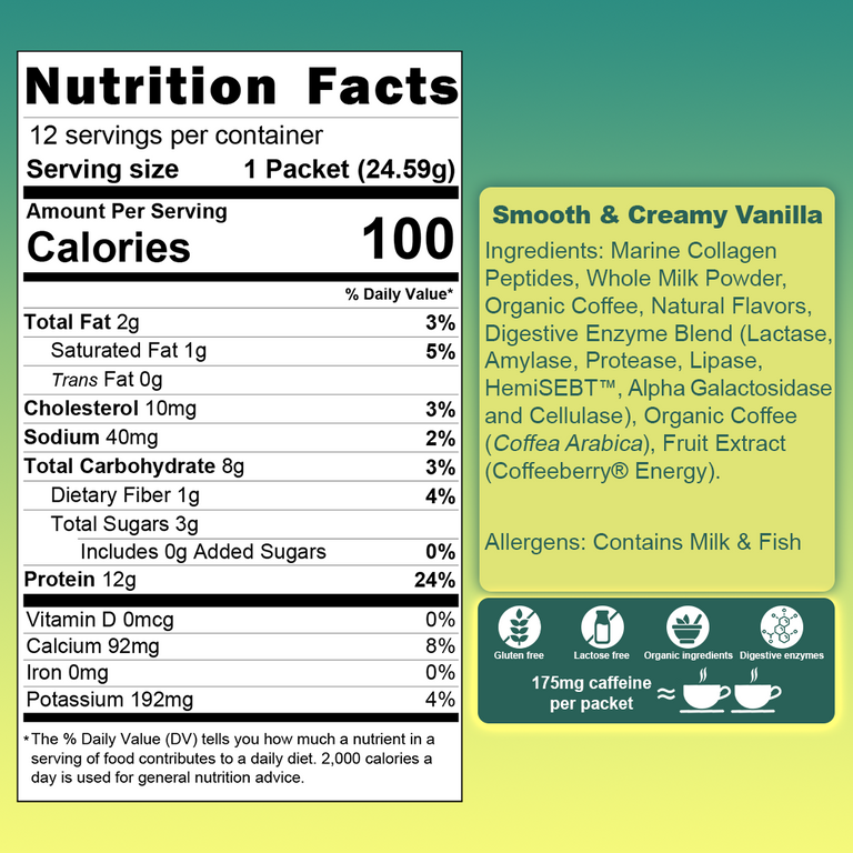 Projo* Instant Power Coffee with Protein - Grab and Go! - Smooth & Creamy Vanilla
