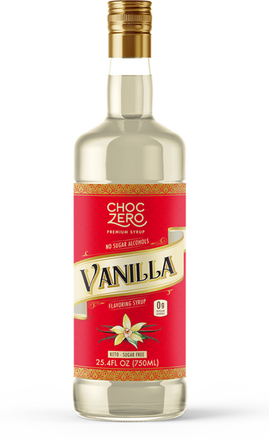 Front package of ChocZero Sugar Free Coffee Syrup, Vanilla / 750ml