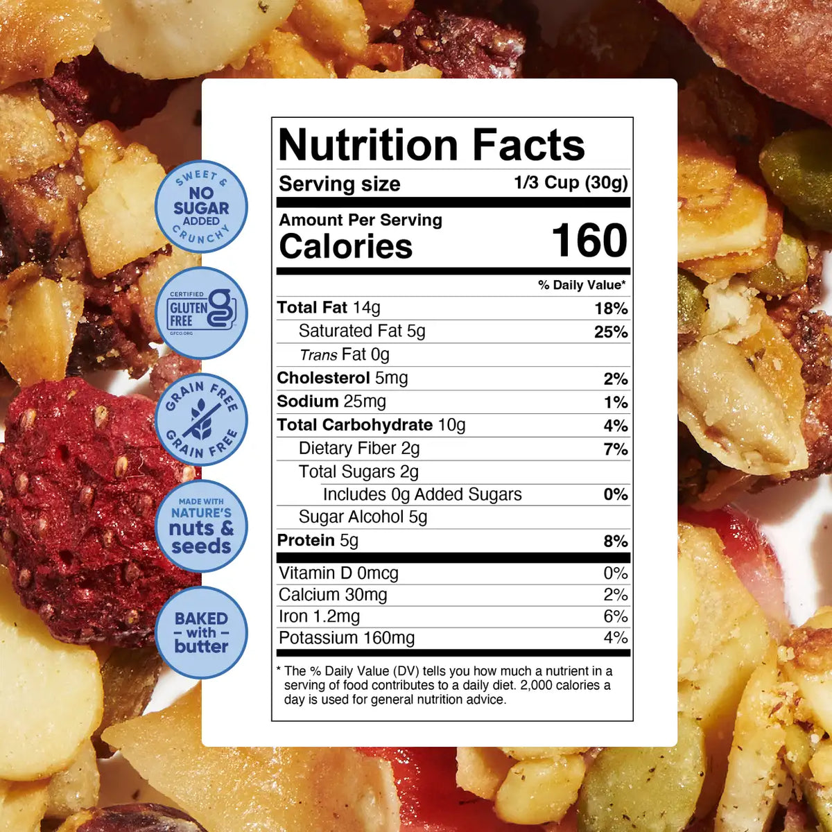 NuTrail No Sugar Added Nut Granola – 8 oz - Vanilla Strawberry