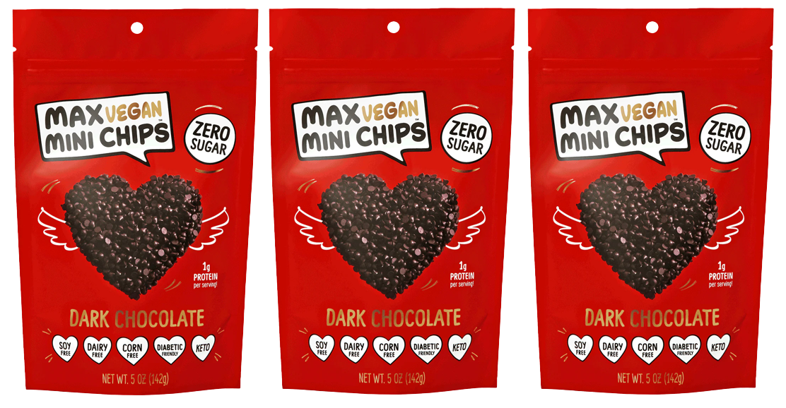 Know Brainer Foods Max Vegan Zero Sugar Mini Chips - Dark Chocolate - 3-Pack