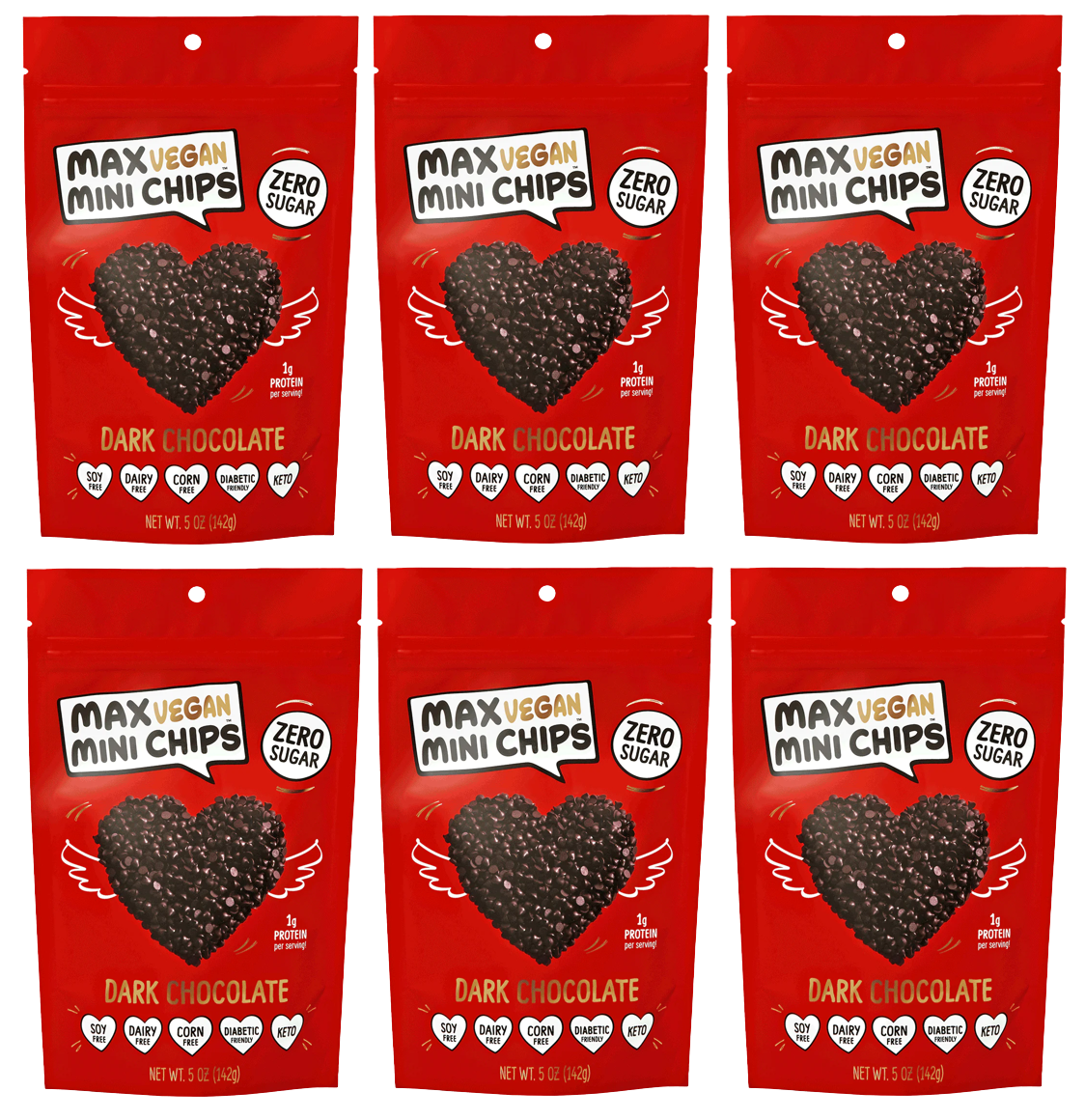Know Brainer Foods Max Vegan Zero Sugar Mini Chips - Dark Chocolate - 6-Pack