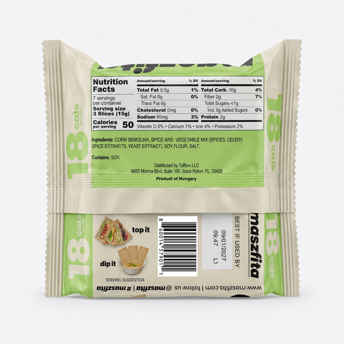 Maszfita Gluten Free Crispbread, 3.5 oz - With Veggies & Spices
