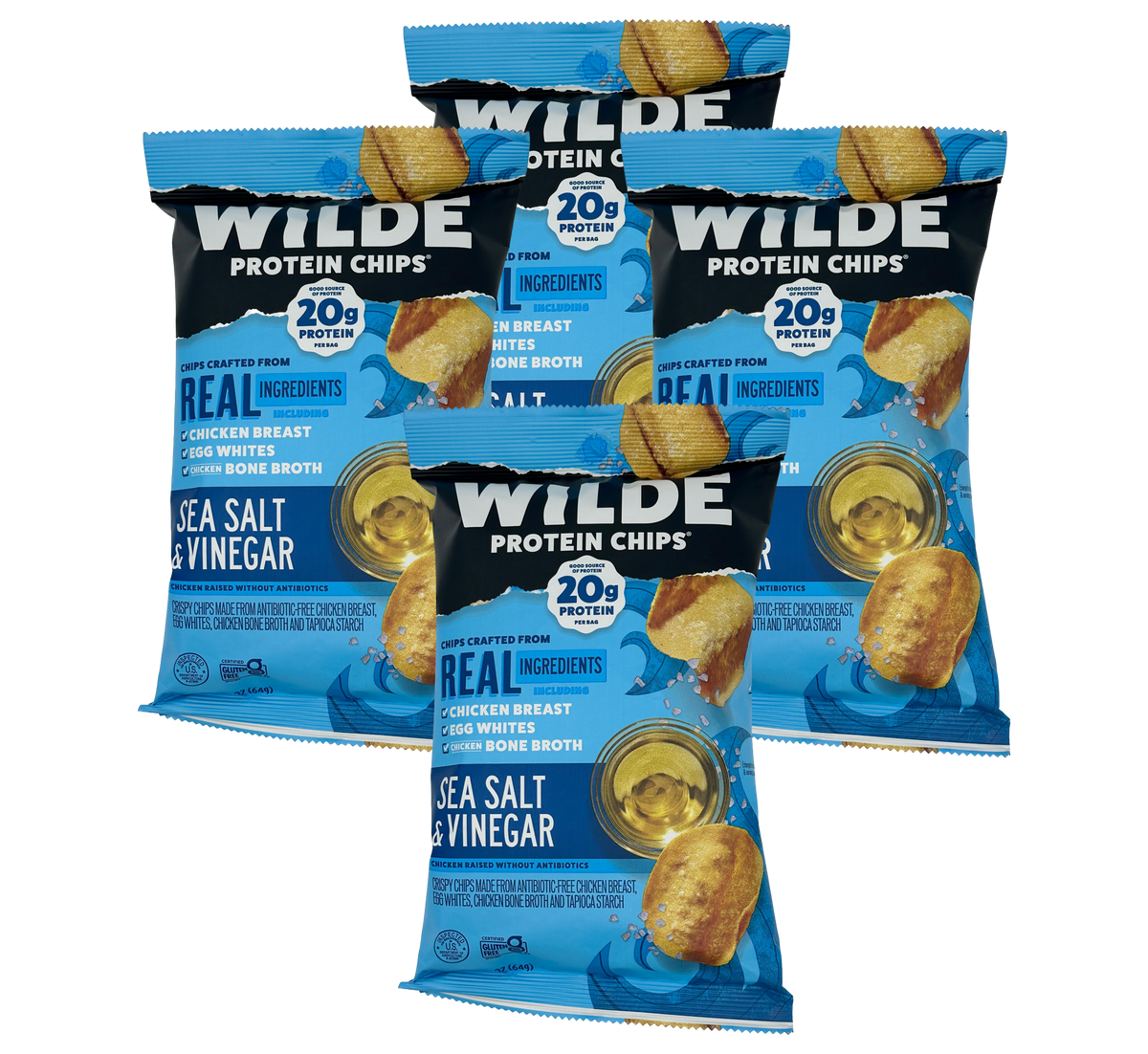 Wilde Chicken Chips - Sea Salt & Vinegar 4-Pack