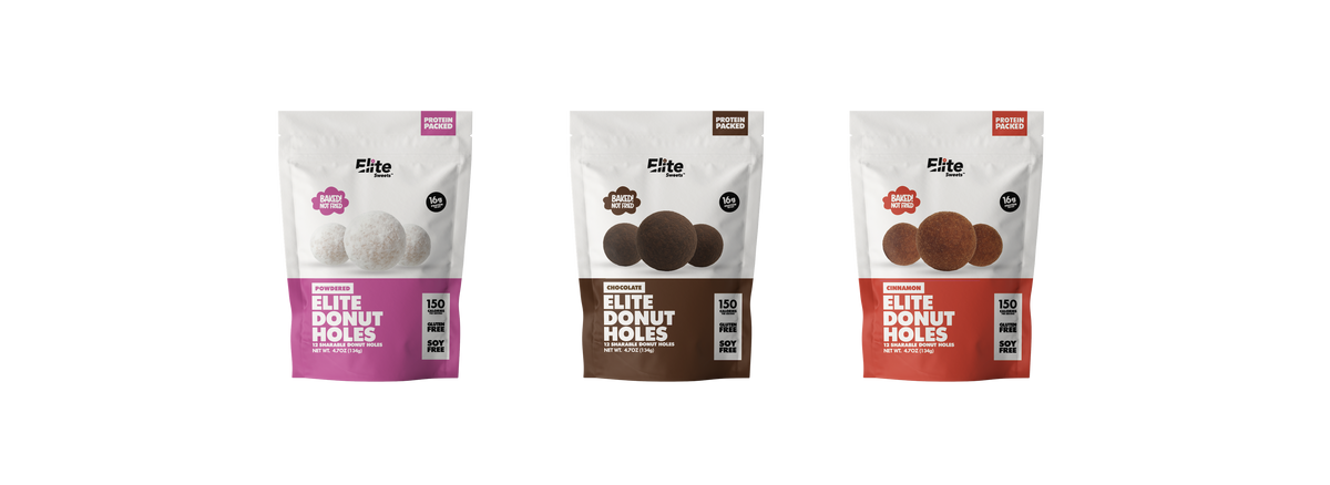Elite Sweets High-Protein & Low-Carb Donut Holes - 3-Flavor Variety Pack, 3-Pack (one bag each flavor)