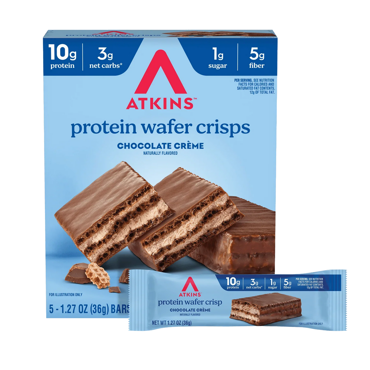 Atkins Nutritionals Protein Wafer Crisps 5 bars - Chocolate Creme One Box