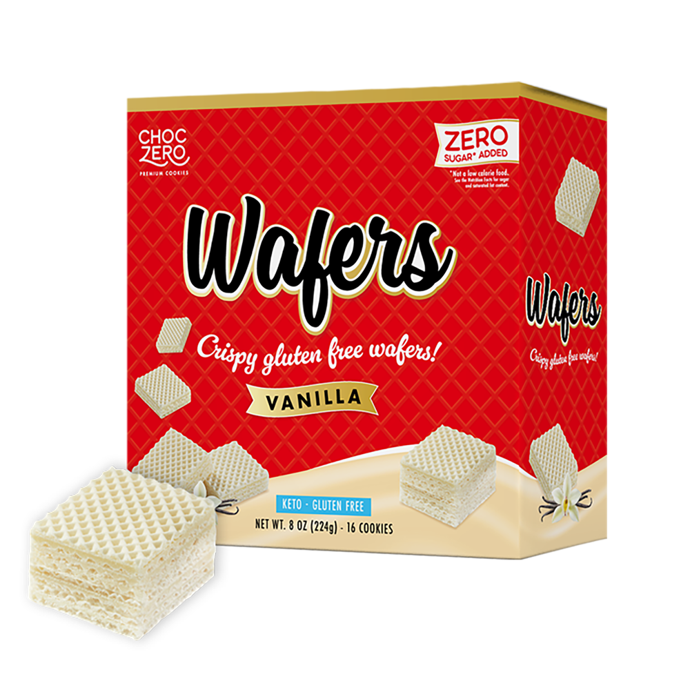 Front package of ChocZero Wafer Cookies, 8 oz, Vanilla