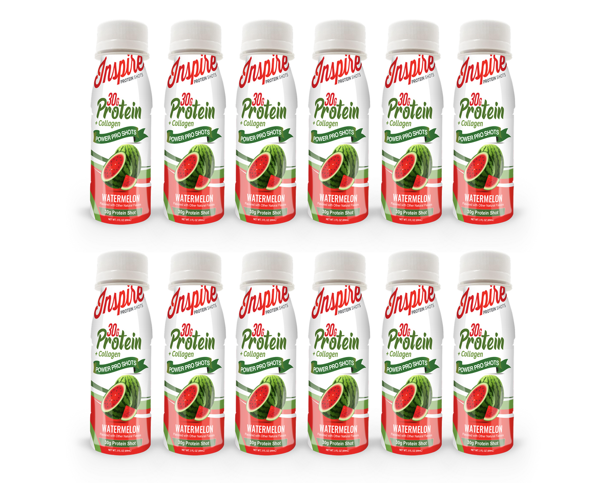 Inspire 30g Whey & Collagen Complete Protein Power Pro Shots - Watermelon - 12-Pack