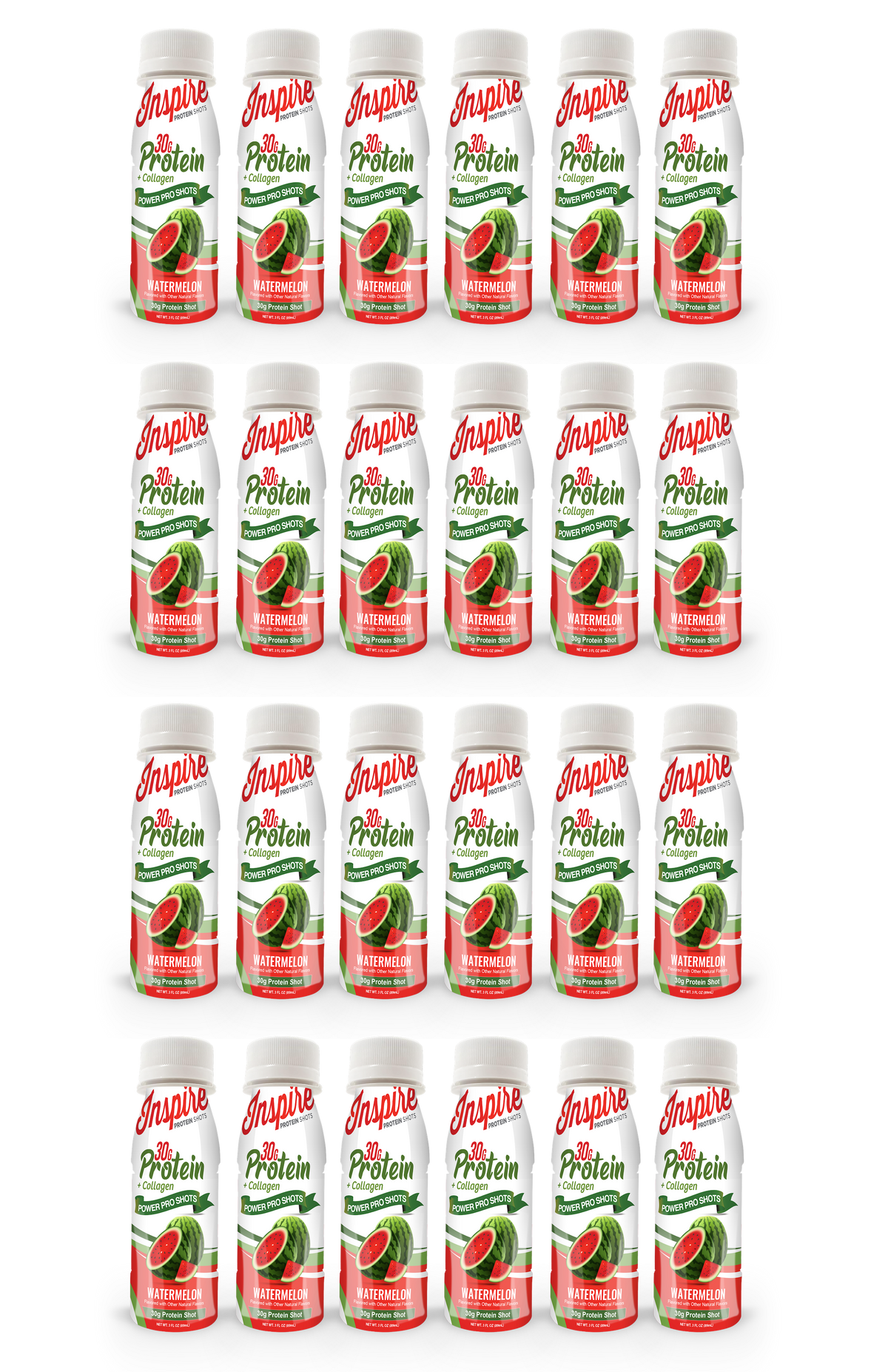 Inspire 30g Whey & Collagen Complete Protein Power Pro Shots - Watermelon - 24-Pack