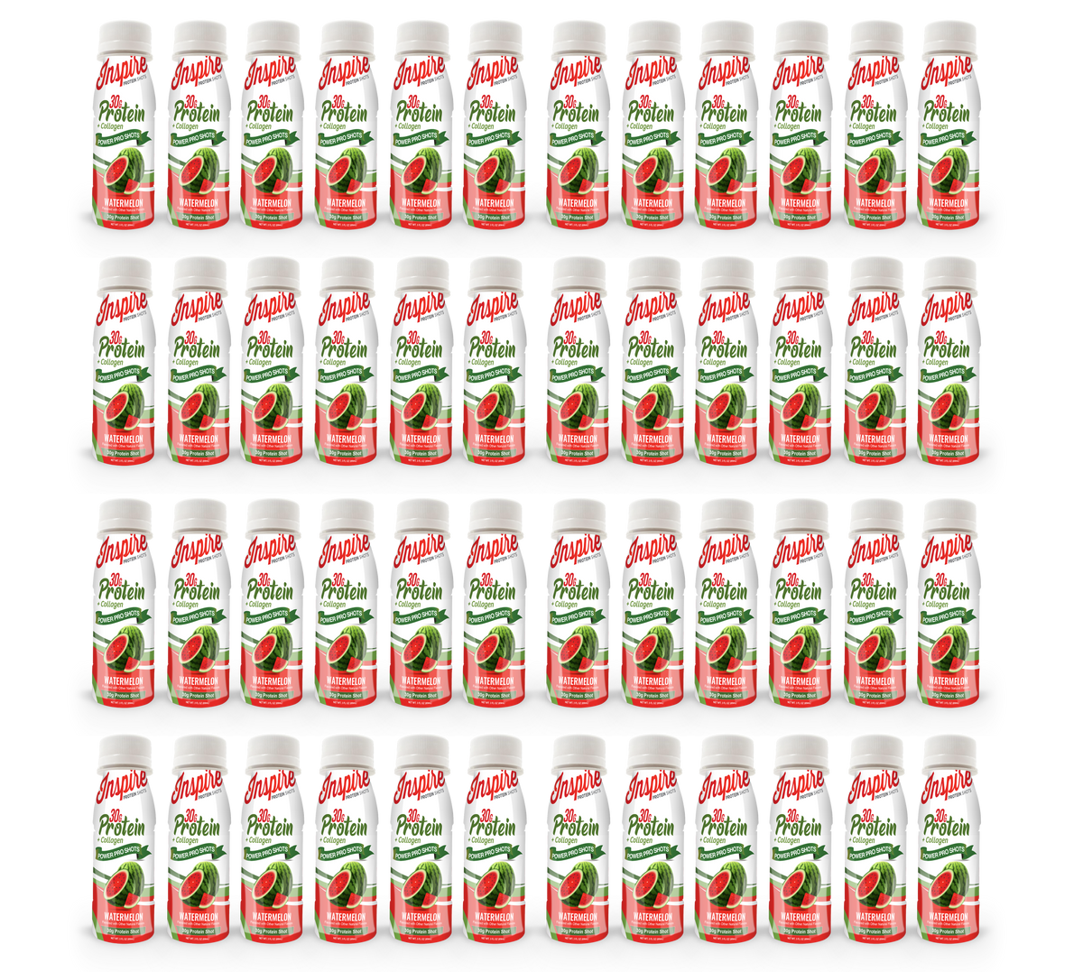 Inspire 30g Whey & Collagen Complete Protein Power Pro Shots - Watermelon - 48-Pack