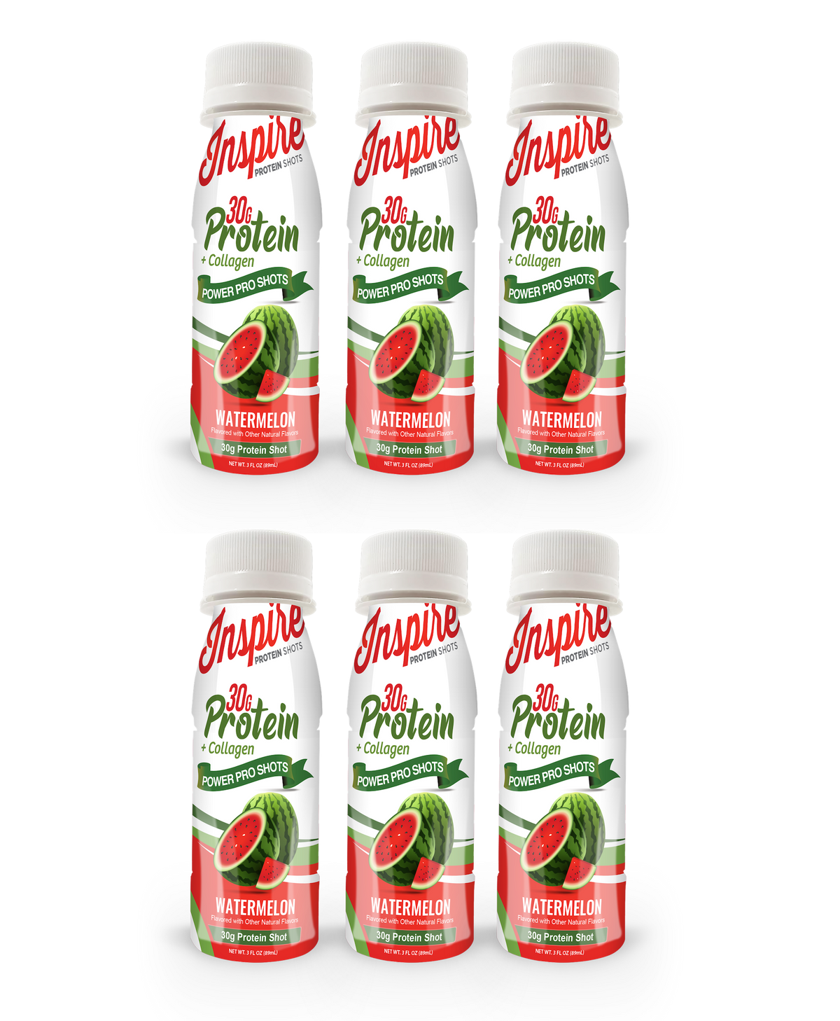 Inspire 30g Whey & Collagen Complete Protein Power Pro Shots - Watermelon - 6-Pack