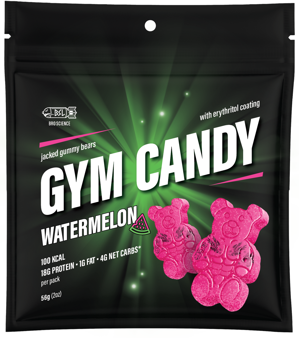 Gain Gummies Gym Candy - Protein Gummy Bears, 2oz - Watermelon