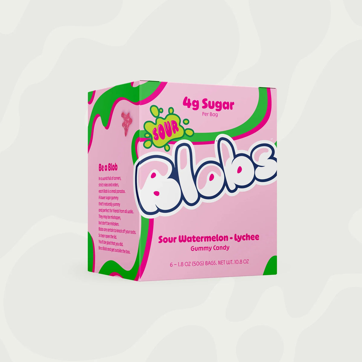 Blobs Low Sugar Gummy Candy, 1.8oz - Sour Watermelon Lychee, 6-Pack