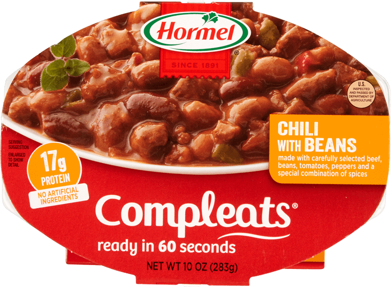 Hormel Compleats Shelf Stable Meals - Chili with Beans, 10 oz