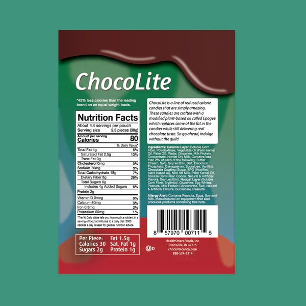 HealthSmart Sweet Nothings/ChocoLite Chocolate Candies - Peanut Caramel Nougat