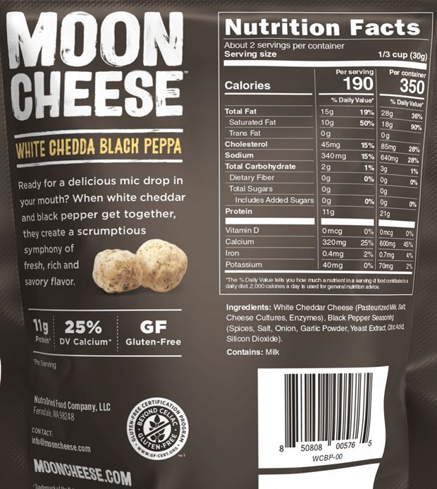 Moon Cheese Snacks - White Chedda Black Peppa