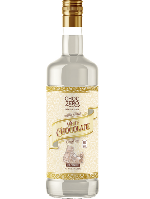 Front package of ChocZero Sugar Free Coffee Syrup, White Chocolate