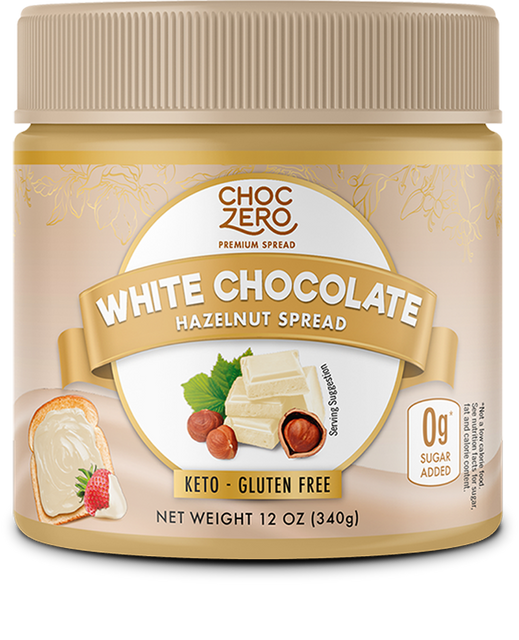 ChocZero No Sugar Added Keto Spread, 12 oz / White Chocolate Hazelnut.