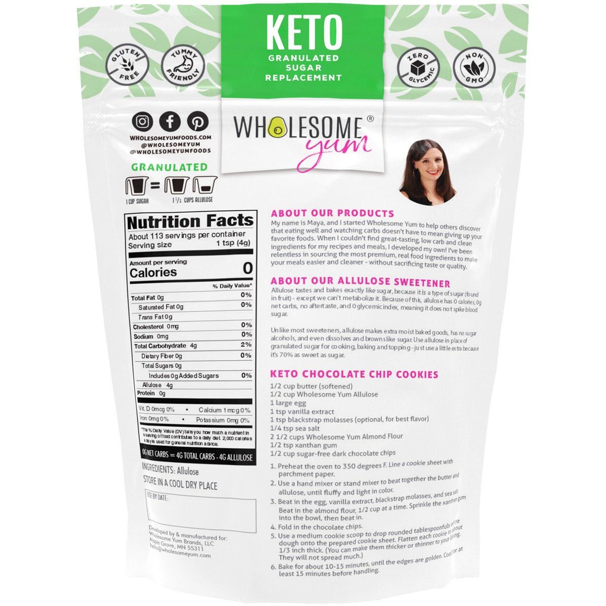 Wholesome Yum Sugar Replacement - Allulose - Granulated 1lb