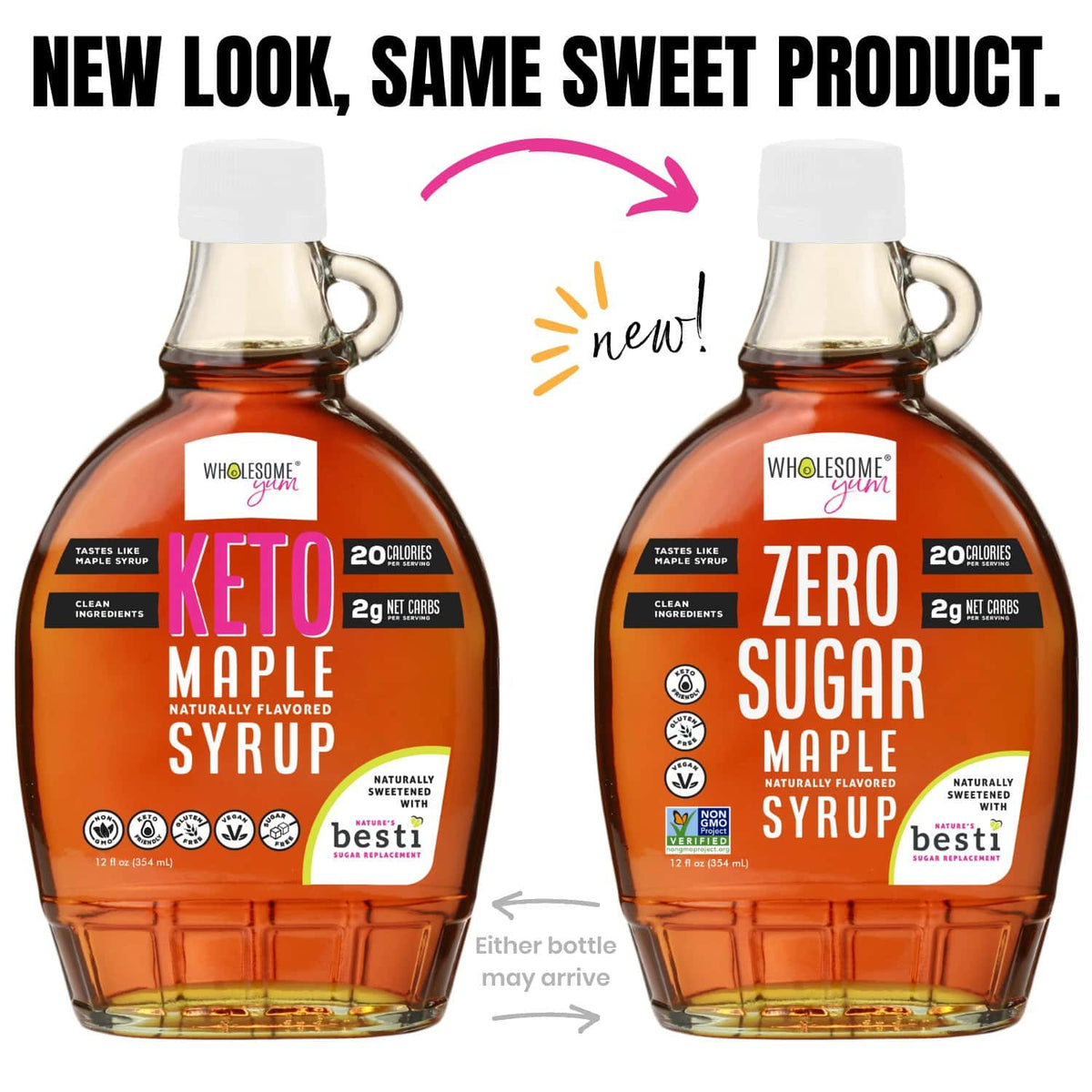 Wholesome Yum Zero Sugar Maple Syrup - Glass