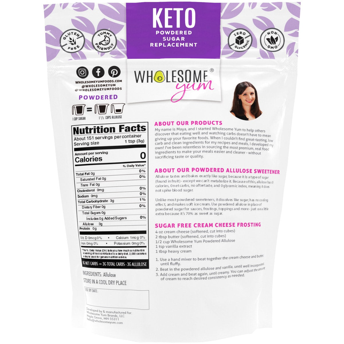 Wholesome Yum Sugar Replacement - Allulose - Powdered 1lb