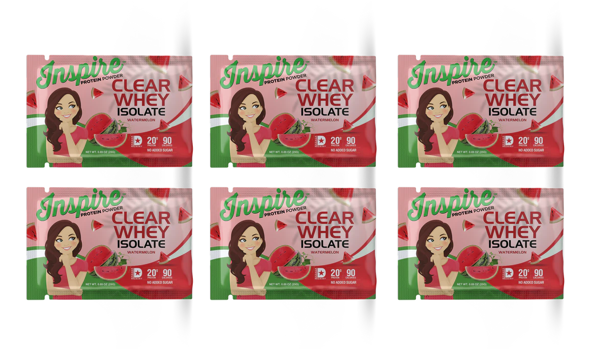 Inspire Clear Whey Protein Powder - Watermelon - One Serving, 6-Pack